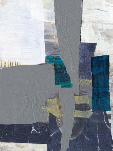 Teal Inset II White Modern Wood Framed Art Print with Double Matting by Goldberger, Jennifer