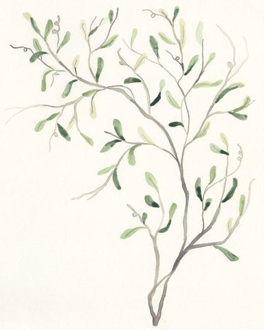 Spindle Sprig I Black Ornate Wood Framed Art Print with Double Matting by Vess, June Erica