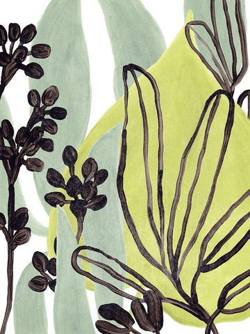 Tropical Collage I Black Ornate Wood Framed Art Print with Double Matting by Vess, June Erica