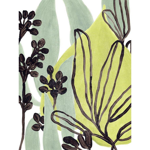 Tropical Collage I Black Modern Wood Framed Art Print by Vess, June Erica