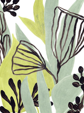 Tropical Collage IV White Modern Wood Framed Art Print with Double Matting by Vess, June Erica