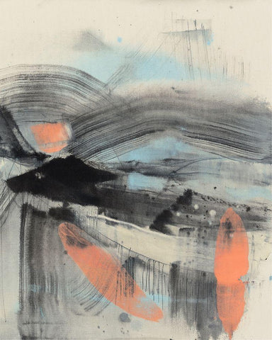 Twisting Range I White Modern Wood Framed Art Print with Double Matting by Goldberger, Jennifer