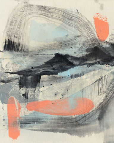 Twisting Range II White Modern Wood Framed Art Print with Double Matting by Goldberger, Jennifer