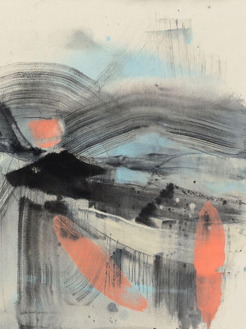 Embellished Twisting Range I Black Ornate Wood Framed Art Print with Double Matting by Goldberger, Jennifer