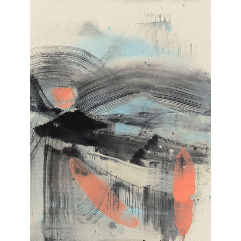 Embellished Twisting Range I Black Modern Wood Framed Art Print by Goldberger, Jennifer