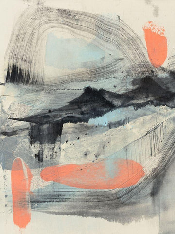 Embellished Twisting Range II Black Ornate Wood Framed Art Print with Double Matting by Goldberger, Jennifer