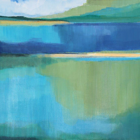 Lagoon I White Modern Wood Framed Art Print with Double Matting by Jerry, Alison