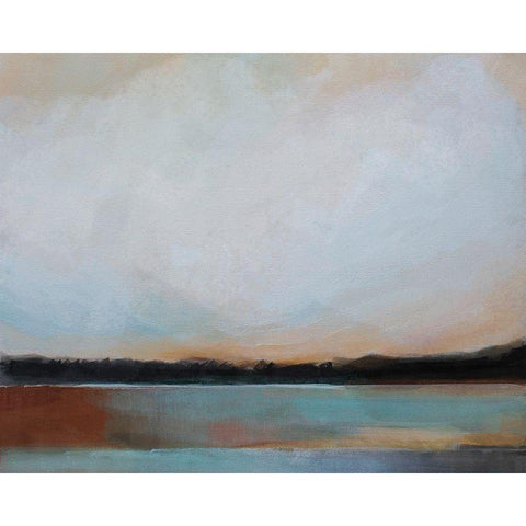 Blue Sunset Black Modern Wood Framed Art Print with Double Matting by Jerry, Alison