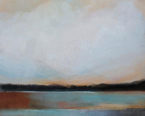 Blue Sunset White Modern Wood Framed Art Print with Double Matting by Jerry, Alison