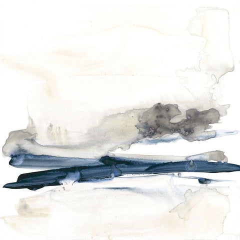 Navy Horizon Line I Black Ornate Wood Framed Art Print with Double Matting by Goldberger, Jennifer