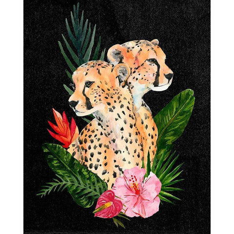 Cheetah Bouquet II Black Modern Wood Framed Art Print with Double Matting by Warren, Annie