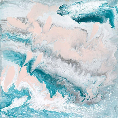 Pastel Swirl II White Modern Wood Framed Art Print with Double Matting by Holland, J.