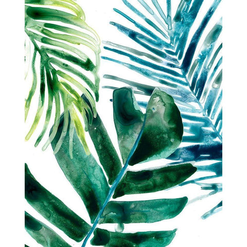 Tropical Leaf Medley I Black Modern Wood Framed Art Print by Vess, June Erica