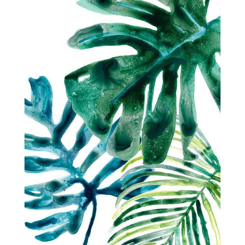 Tropical Leaf Medley III Black Modern Wood Framed Art Print by Vess, June Erica