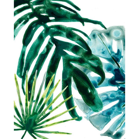 Tropical Leaf Medley IV White Modern Wood Framed Art Print by Vess, June Erica