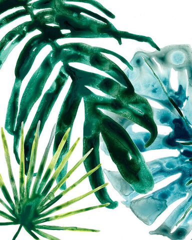 Tropical Leaf Medley IV White Modern Wood Framed Art Print with Double Matting by Vess, June Erica