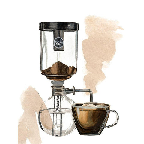 Morning Coffee II Black Modern Wood Framed Art Print by Wang, Melissa