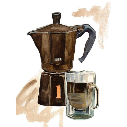 Morning Coffee III Black Modern Wood Framed Art Print by Wang, Melissa