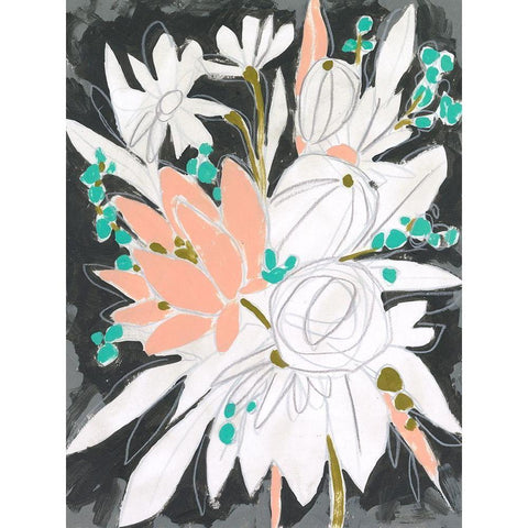 Charcoal Bouquet II Black Modern Wood Framed Art Print with Double Matting by Vess, June Erica