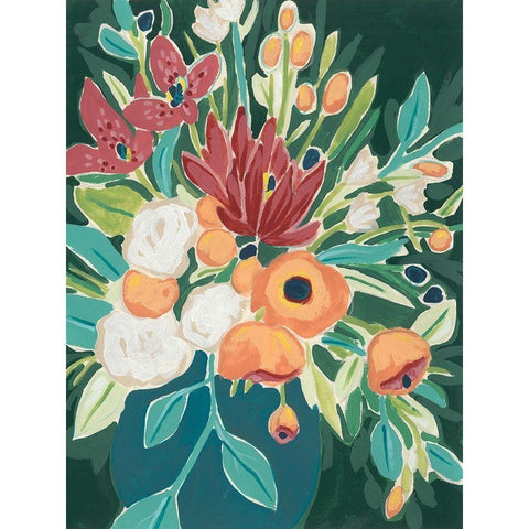 Blissful Bouquet I Black Modern Wood Framed Art Print by Vess, June Erica
