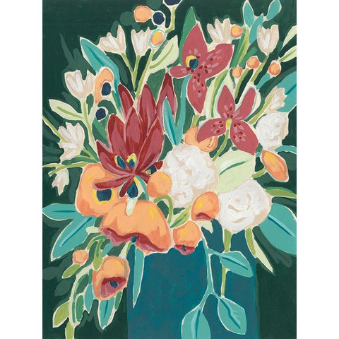 Blissful Bouquet II White Modern Wood Framed Art Print by Vess, June Erica