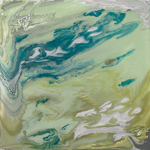 Verdant Swirl II White Modern Wood Framed Art Print with Double Matting by Studio W