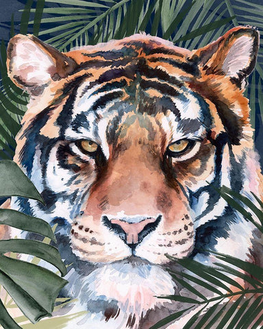 Jungle Cat I White Modern Wood Framed Art Print with Double Matting by Parker, Jennifer Paxton