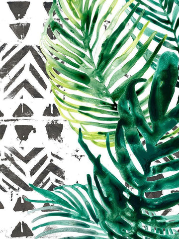 Palm Pattern I White Modern Wood Framed Art Print with Double Matting by Vess, June Erica