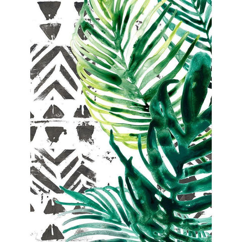 Palm Pattern I Black Modern Wood Framed Art Print with Double Matting by Vess, June Erica