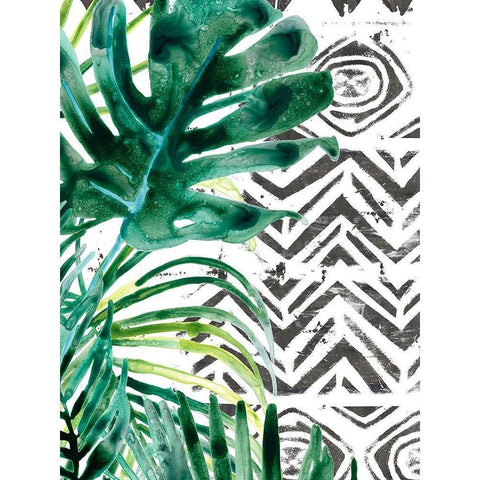Palm Pattern II Black Modern Wood Framed Art Print by Vess, June Erica