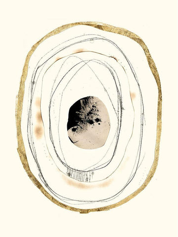 Paper, Gold and Smoke I Black Ornate Wood Framed Art Print with Double Matting by Goldberger, Jennifer