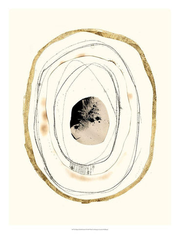 Paper, Gold and Smoke I Black Ornate Wood Framed Art Print with Double Matting by Goldberger, Jennifer