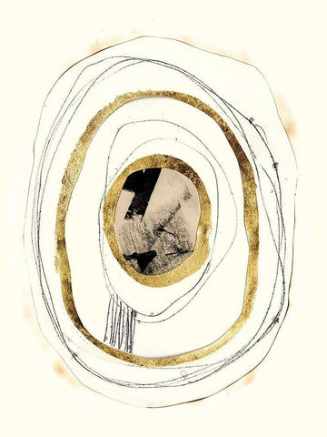 Paper, Gold and Smoke II White Modern Wood Framed Art Print with Double Matting by Goldberger, Jennifer