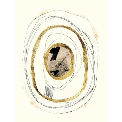 Paper, Gold and Smoke II Gold Ornate Wood Framed Art Print with Double Matting by Goldberger, Jennifer