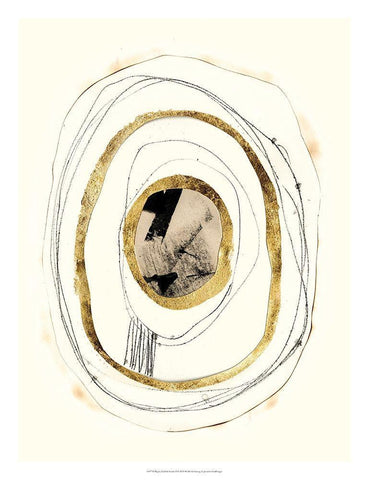 Paper, Gold and Smoke II White Modern Wood Framed Art Print with Double Matting by Goldberger, Jennifer