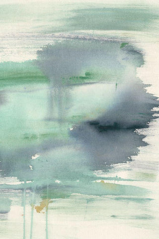 Feather Blue Horizon II White Modern Wood Framed Art Print with Double Matting by Goldberger, Jennifer