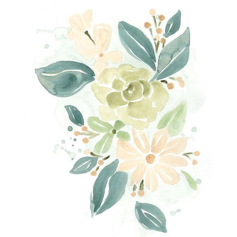 Spring Greens I Black Modern Wood Framed Art Print by Vess, June Erica