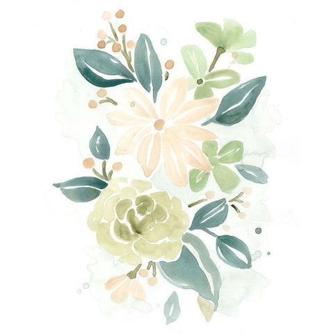 Spring Greens II White Modern Wood Framed Art Print by Vess, June Erica