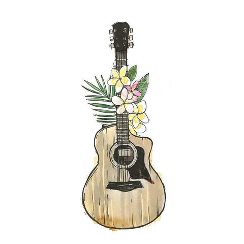 Guitar Foliage I White Modern Wood Framed Art Print by Warren, Annie