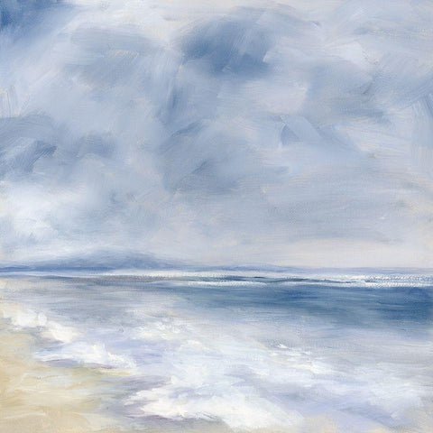 Waters Edge White Modern Wood Framed Art Print with Double Matting by Keusder, Danusia