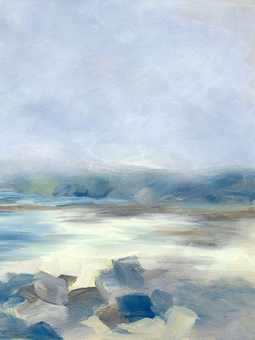 Foggy Shores White Modern Wood Framed Art Print with Double Matting by Keusder, Danusia