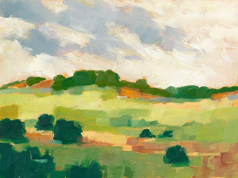 Scattered Trees II White Modern Wood Framed Art Print with Double Matting by Harper, Ethan