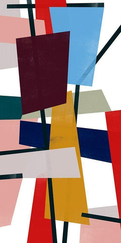 Polygon Mobile I White Modern Wood Framed Art Print with Double Matting by Vess, June Erica