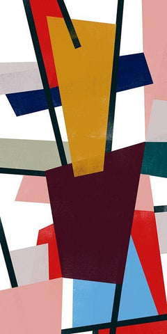 Polygon Mobile II White Modern Wood Framed Art Print with Double Matting by Vess, June Erica