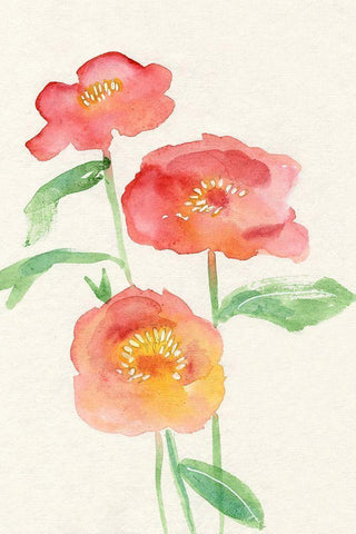 Petite Fleur II White Modern Wood Framed Art Print with Double Matting by Ludwig, Alicia
