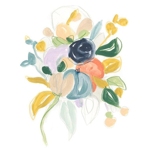 Bijoux Bouquet I Gold Ornate Wood Framed Art Print with Double Matting by Vess, June Erica
