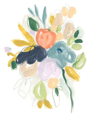 Bijoux Bouquet II White Modern Wood Framed Art Print with Double Matting by Vess, June Erica