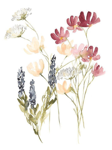 Lobelia Garden I White Modern Wood Framed Art Print with Double Matting by Goldberger, Jennifer