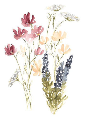 Lobelia Garden II White Modern Wood Framed Art Print with Double Matting by Goldberger, Jennifer