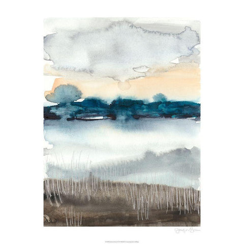 Lakeview Sunset I Black Modern Wood Framed Art Print with Double Matting by Goldberger, Jennifer